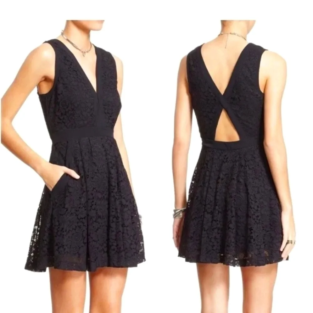 Free People Lovely in Lace Fit And Flare Dress Woman's Size XSmall V Neck
